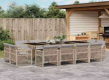 13 Piece Garden Dining Set with Cushions Mix Beige Poly Rattan 3210864