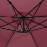 Cantilever Garden Parasol with LED Lights and Steel Pole Wine Red 313780