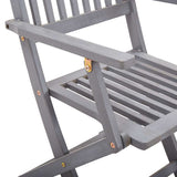 Outdoor Chair Set of 4 Grey Solid Acacia wood Standard Foldable 46334