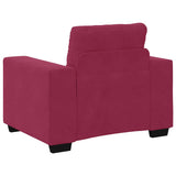Sofa Set with Cushion 3 pcs Wine Red 221 x 78 x 80 cm Velvet 3324643