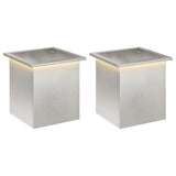 Garden Planter with LED 2 pcs Silver 40 x 40 x 40 cm 8008135