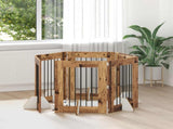Dog Gate with Stands 6 pcs Old Wood 60 x 80 cm Engineered Wood 892107