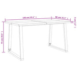 ZNTS Dining Table with Live Edge 140x80x75 cm Solid Wood Acacia 353289