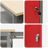 Work Cabinet with Drawer 10 pcs Red Engineered Wood and Steel 3321491