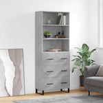 Highboard Concrete Grey 69.5x34x180 cm Engineered Wood 3189409