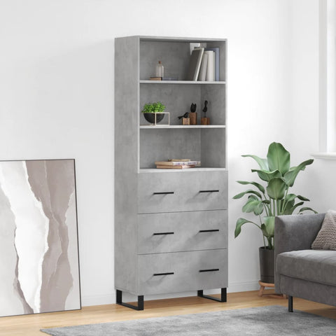 Highboard Concrete Grey 69.5x34x180 cm Engineered Wood 3189409
