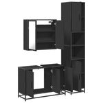 ZNTS 3 Piece Bathroom Furniture Set Black Engineered Wood 3301070