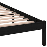 ZNTS Bed Frame without Mattress Solid Wood Pine 200x200cm Black 810454