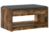Hall Bench with Cushion with Shelf Smoked Oak 63 x 38 x 45 cm 891572