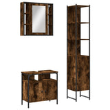 3 Piece Bathroom Cabinet Set Smoked Oak Engineered Wood 3214737