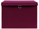 Storage Boxes with Lids 10 pcs Dark Red 32x32x32 cm Fabric 288344