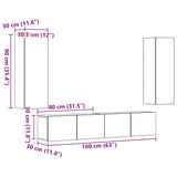 ZNTS Wall Mounted TV cabinets 4 pcs Old Wood Engineered Wood 3328947