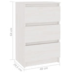 Bedside Cabinet White 40x29.5x64 cm Solid Pine Wood 808085