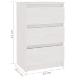 Bedside Cabinet White 40x29.5x64 cm Solid Pine Wood 808085