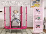 4.6ft Toddler Trampoline w/ Safety Enclosure Net, for Indoor Outdoor Use, Ages 3-6 Years, Pink T3398P348075