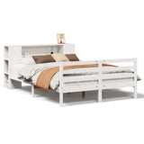Bookcase Bed without Mattress White 135x190 cm Double Solid Wood Pine 3321847