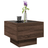 ZNTS Side Table with LED Brown Oak 40x40x30 cm Engineered Wood 847503