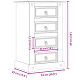 Bedside Cabinet Corona 53x39x84 cm Solid Wood Pine 4005660