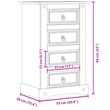 ZNTS Bedside Cabinet Corona 53x39x84 cm Solid Wood Pine 4005660