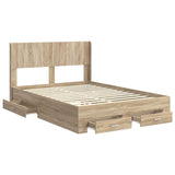 Bed Frame with Storage and Headboard Sonoma Oak Engineered Wood 3414485