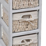 Wooden Storage Rack 3 Weaving Baskets White 240796