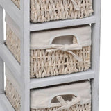 Wooden Storage Rack 3 Weaving Baskets White 240796