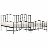 Metal Bed Frame without Mattress with Footboard Black 193x203cm 373813