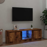 TV Cabinet with LED Lights Old Wood 120x30x36 cm Engineered Wood 856347