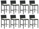 9 Piece Garden Bar Set with Cushions Black Poly Rattan 3203949