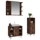 3 Piece Bathroom Cabinet Set Smoked Oak Engineered Wood 3187609