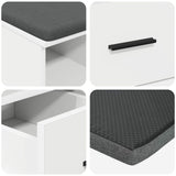 Hall Bench White 60 x 38 x 46 cm Engineered Wood and Fabric 891448