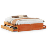 Bed Frame without Mattress with Drawers Wax Brown 180x200 cm Super King Solid Wood Pine 3308797