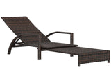 Reclining Rattan Lounger, with Extending Footrest - Brown T3398P315377