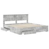 Bed Frame Concrete Grey 200 x 200 cm Engineered Wood 3408225
