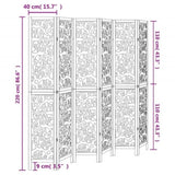 Room Divider 6 Panels White Solid Wood Paulownia 358748