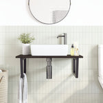 Basin Shelf Wall Mounted Steel and Solid Wood Oak 3302659