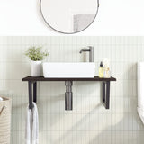 Basin Shelf Wall Mounted Steel and Solid Wood Oak 3302659