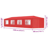 Party Tent 1200 x 300 x 255 cm Red PE and Steel 42033002