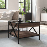 Coffee Table with Infinity LED Brown Oak 50x50x38 cm 847701