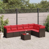 8 Piece Garden Sofa Set with Cushions Brown Poly Rattan 3217754