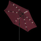 Garden Parasol with LED Lights and Steel Pole 300 cm Bordeaux Red 313756