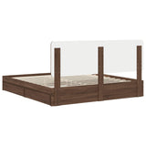 Storage Bed with Drawer Brown Oak 200 x 200 cm Engineered Wood 3412657