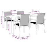 5 Piece Garden Dining Set Black Textilene and Steel 3187037