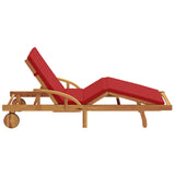 Sun Lounger Reclining Red 200 x 67 x 84cm Solid Acacia wood 4105531