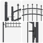 Fence Gate with Spikes Grey 170 x 100 cm Powder-coated steel 42008990