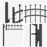 Fence Gate with Spikes Grey 170 x 100 cm Powder-coated steel 42008990