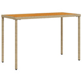 Garden Table with Acacia Wood Top Beige 115x54x74 cm Poly Rattan 365078