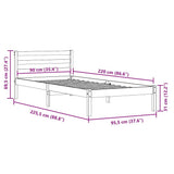 Bed Frame White 225.5 x 95.5 x 69.5 cm Solid Pine Wood 869777