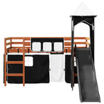Kids' Loft Bed with Tower White&Black 80x200 cm Solid Wood Pine 3309125