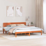 Bed Frame with Headboard Wax Brown 180 x 200 cm Solid Pine Wood 872097